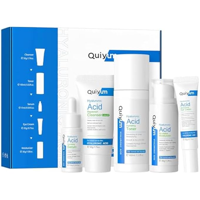 QUIYUM HYALURONIC ACID SKIN CARE SET, GIRLS MOISTURIZING SET, HYALURONIC ACID TRAVEL SKIN CARE SET, FACE CREAM, EYE CREAM, ANTI-AGING, FIRMING, DEEP MOISTURIZING, SUITABLE FOR DRY AND SENSITIVE SKI - Image 1